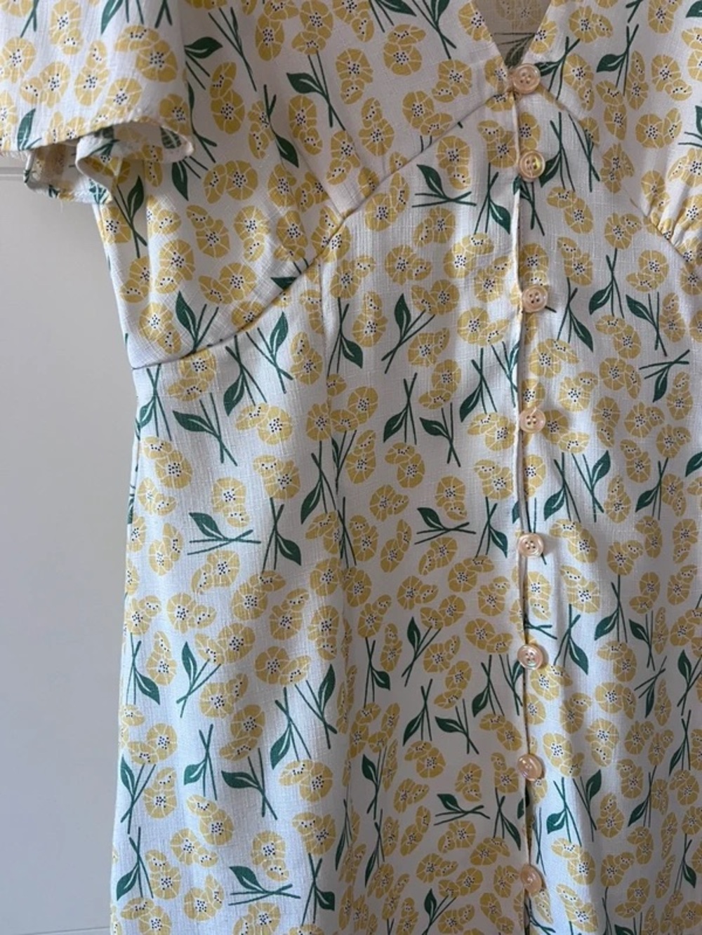 New Look Cream Midi Dress with Yellow Floral Print - Picture 3 of 6